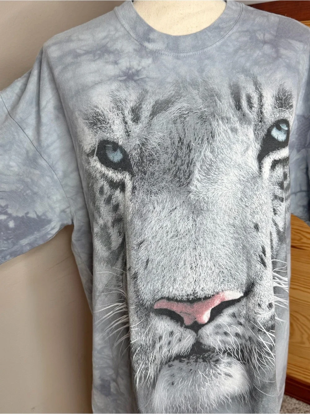 The Mountain White Tiger Face Classic Cotton T-Shirt Extra Large XL Unisex Gray - Picture 3 of 7